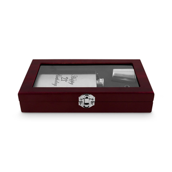 5pc Hip Drinking Stainless Steel Flask Spirits Drinking Timber Gift Set 21st Birthday 210ml