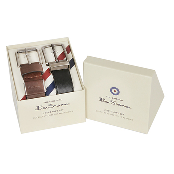 2pc Ben Sherman Men's Leather Belt Gift Set - Brown/Black
