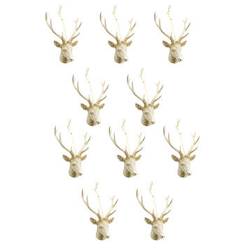10PK LVD Decoration Deer Head Plastic Hanging Ornament Holiday Decor 14cm