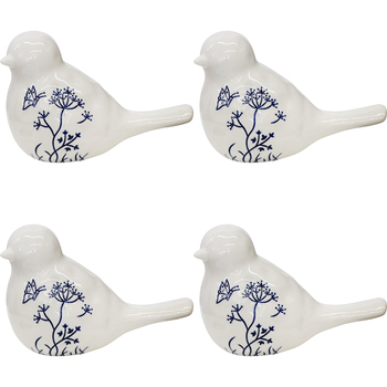 4PK LVD Bird Frenchie Blue Decorative Sculpture Home/Lounge Decor
