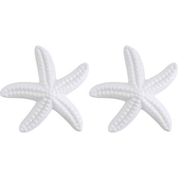 2PK LVD Starfish Ceramic Figurine Home Decor Large White