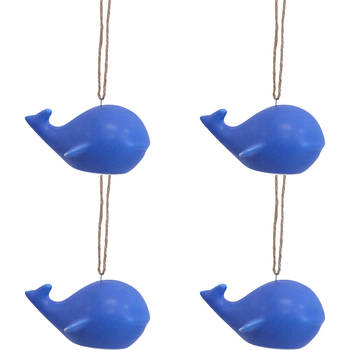 4PK LVD Ceramic Hanging Whale Home/Office Decor 11x6cm - Blue