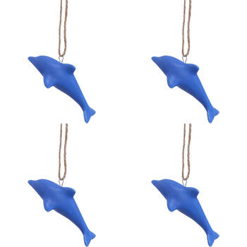 4PK LVD Ceramic Hanging Dolphin Home/Office Decor 11x6cm - Blue