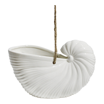 LVD Ceramic Shell 22cm Hanging Pot Planter Home Decor Large - White