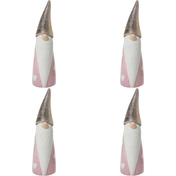 4PK LVD 6x18cm Ceramic Santa Gnome Large Home Decor - Pink