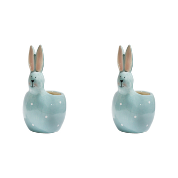 2PK LVD Ceramic Bunny Planter Plant Pot Mint Decorative Home Decor