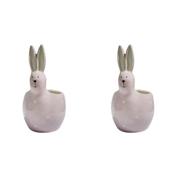 2PK LVD Ceramic Bunny Planter Marshmallow Decorative Home Decor