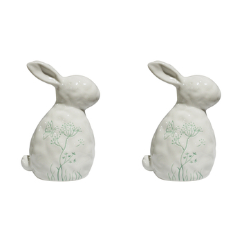 2PK LVD Porcelain Ornament Rabbit Large Frenchie Sage Decorative Home Decor