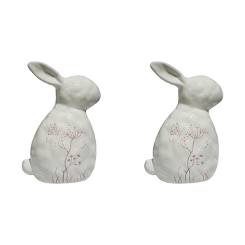 2PK LVD Porcelain Ornament Rabbit Large Frenchie Blush Decorative Home Decor