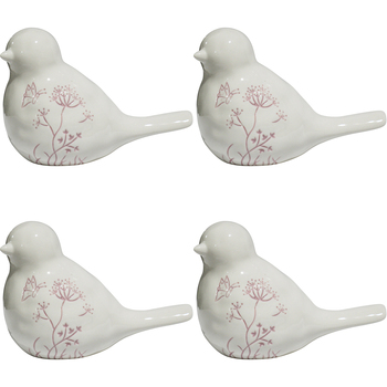4PK LVD Porcelain Ornament Bird Frenchie Blush Decorative Home Decor