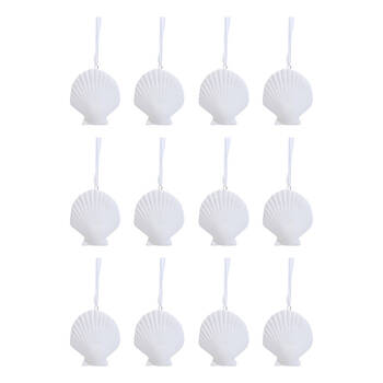 12PK LVD Ceramic Hanging Shell Home/Office Decor 8x6cm - White
