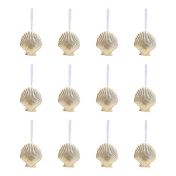 12PK LVD Ceramic Hanging Shell Home/Living Room Decor 8x6cm - Gold