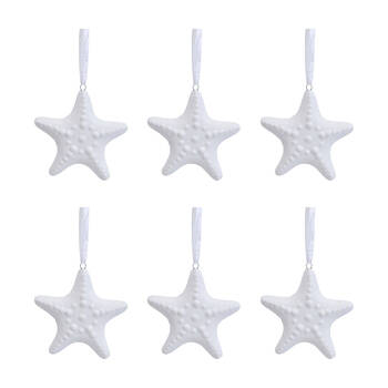 6PK LVD Ceramic Hanging Starfish Home/Living Room Decor 8x8cm - White