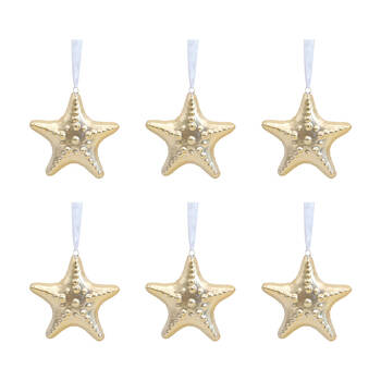 6PK LVD Ceramic Hanging Starfish Home/Living Room Decor 8x8cm - Gold
