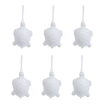 6PK LVD Ceramic Hanging Turtle Home/Office Decor 8x5cm - White