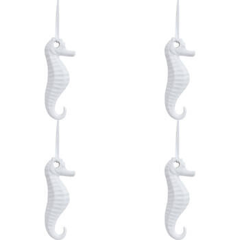 4PK LVD Ceramic Hanging Seahorse Home/Office Decor 12x5cm - White