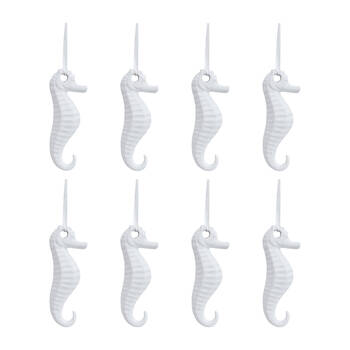 8PK LVD Ceramic Hanging Seahorse Home/Office Decor 12x5cm - White