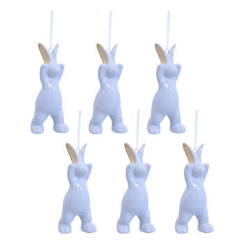 6PK LVD Hanging Bunny Ceramic Ornament Home Decor Tidal 10.5cm