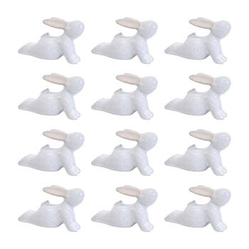 12PK LVD Yoga Bunny A Ceramic Figurine Home/Lounge Decor 8.5cm White