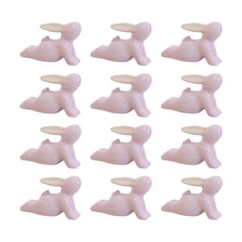 12PK LVD Yoga Bunny A Ceramic Figurine Home/Lounge Decor 8.5cm Pink