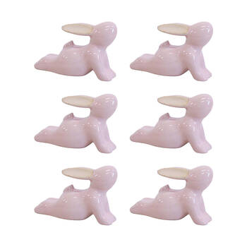6PK LVD Yoga Bunny A Ceramic Figurine Home/Lounge Decor 8.5cm Pink