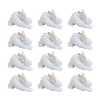 12PK LVD Yoga Bunny B Ceramic Figurine Home/Lounge Decor 7.5cm White