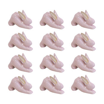 12PK LVD Yoga Bunny B Ceramic Figurine Home/Lounge Decor 7.5cm Pink