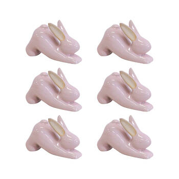 6PK LVD Yoga Bunny B Ceramic Figurine Home/Lounge Decor 7.5cm Pink
