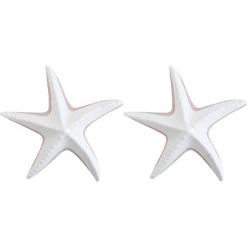 2PK LVD Starfish Organic Ceramic Figurine Home Decor Medium White