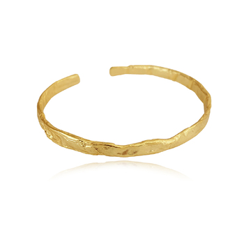 Culturesse Fossette Artisan 5cm Textured Bangle Bracelet - Gold
