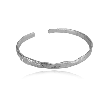 Culturesse Fossette Artisan 5cm Textured Bangle Bracelet - Silver