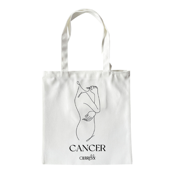 Culturesse She Is Cancer Eco Zodiac 38cm Muse Tote Bag - White