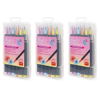 3x 12pc Legami Brush Markers Drawing Pen Pastel Colours Set Soft Tip