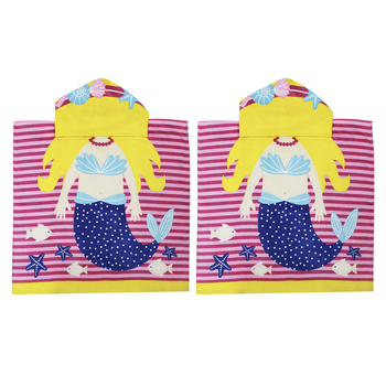 2PK Onkaparinga Kids 60x120cm Absorbent Hooded Beach Towel - Ocean Mermaid