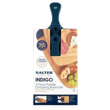 3pc Salter Paddle Bamboo Chopping/Serving Board Set Blue 