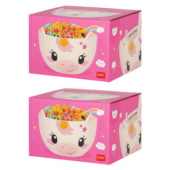 2PK Legami Buongiorno Stoneware Cereal Bowl Children/Kids 12x9cm White Unicorn