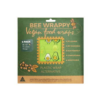4PK High Road Bee Wrappy Food Re-usable Wraps Vegan