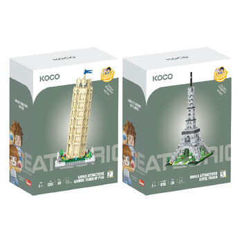 548pc Koco Leaning Tower of Pisa and 538pc Eiffel Tower Kids/Children Toy 6y+