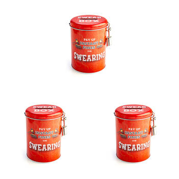 3PK Fines Money Tin Swearing Humorous Padlock Collection Box Grey Collectable