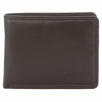 Milleni Mens Leather Tri-Fold Wallet Brown