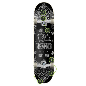 KFD Complete Skateboard Young Gunz Checker Ransom White 7.75in