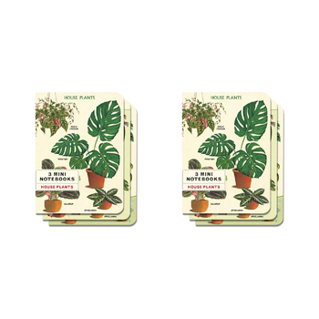2x 3pc Cavallini Mini Notebook Set Writing Stationery - House Plants