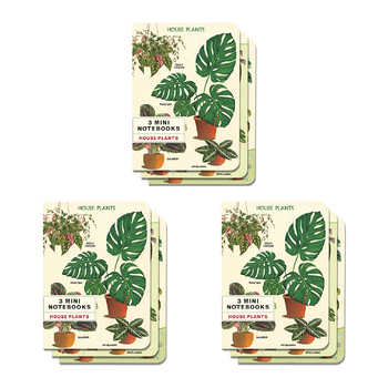 3x 3pc Cavallini Mini Notebook Set Writing Stationery - House Plants