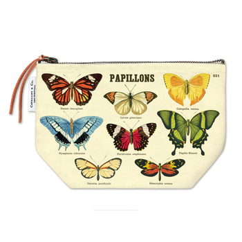 Cavallini Cotton Hand Carry Zipped Pouch Organiser 22x15cm - Butterflies