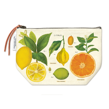 Cavallini Cotton Hand Carry Zipped Pouch Storage Organiser 22x15cm - Citrus