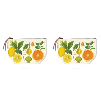 2PK Cavallini Cotton Hand Carry Zipped Pouch Storage Organiser 22x15cm - Citrus