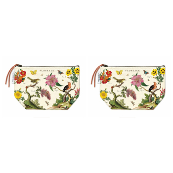 2PK Cavallini Cotton Hand Carry Zipped Pouch Organiser 22x15cm - Floreale