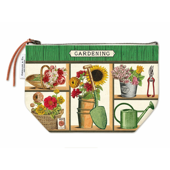 Cavallini Cotton Hand Carry Zipped Pouch Organiser 22x15cm - Gardening