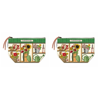 2PK Cavallini Cotton Hand Carry Zipped Pouch Organiser 22x15cm - Gardening
