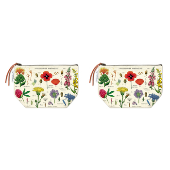 2PK Cavallini Cotton Hand Carry Pouch Organiser 22x15cm - Wildflowers
